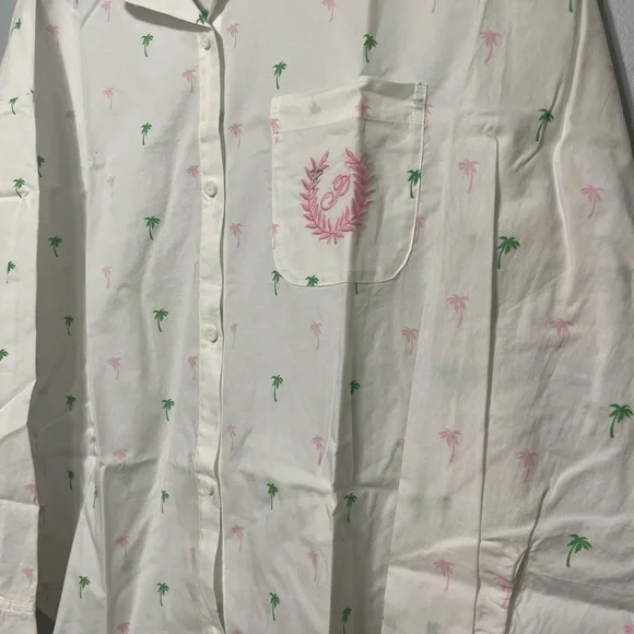 Victoria’s Secret cotton poplin oversized sleep shirt palm tree size medium NWT - Picture 3 of 5